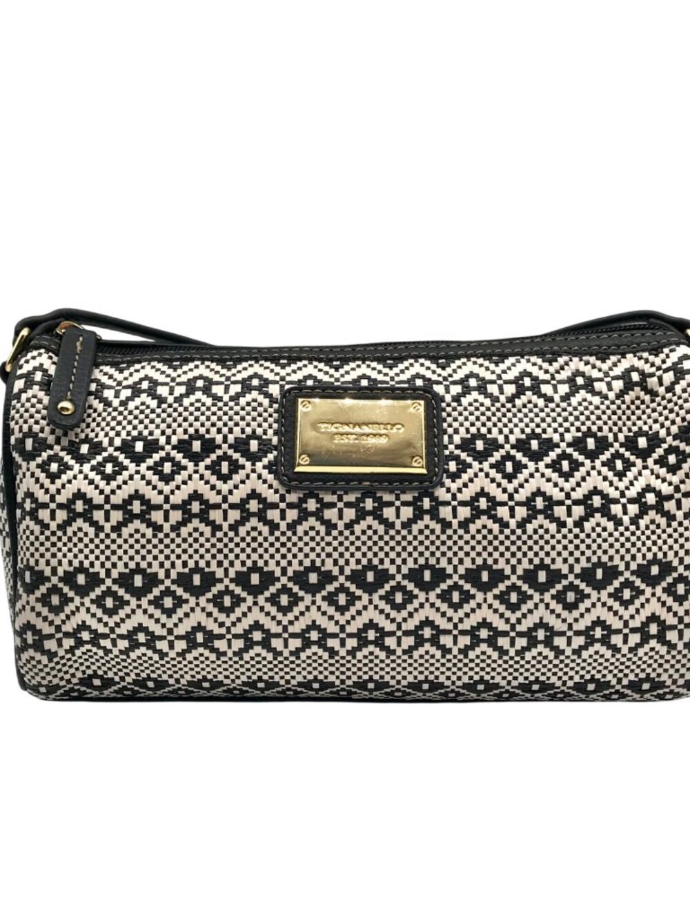 Tignanello Black And White Woven Aztec Shoulder Bag